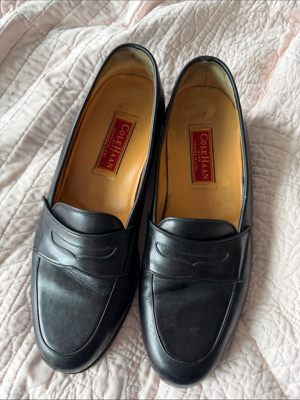 Cole Haan Black Leather Penny Loafers